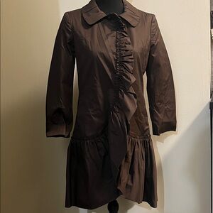 Moschino Brown Heavy Ruffled Midi Dress